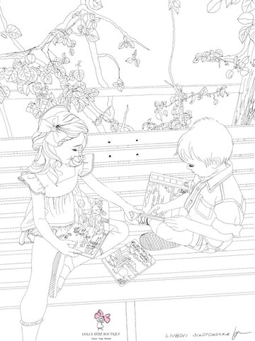 Relaxing at Park Coloring Page